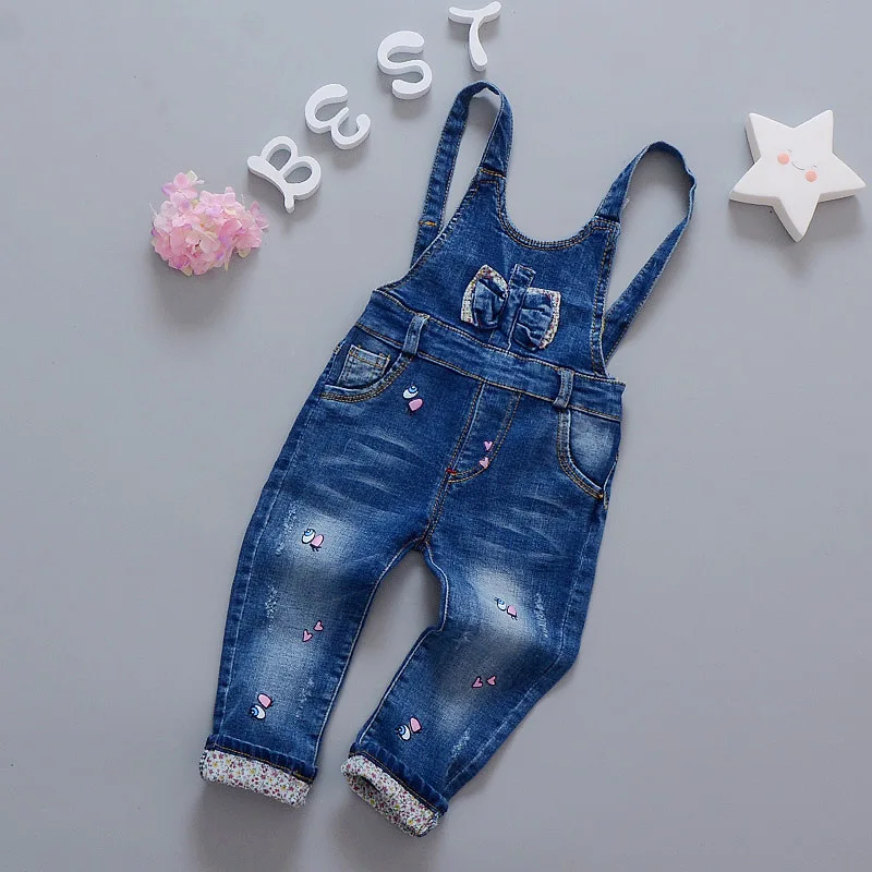 

Сезон: весна-осень 2019 дети хлопок для девочек синие джинсы для девочек, детские комбинезоны для малышей; Одежда для маленьких девочек Комбинезон