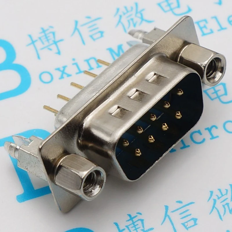 

DB9 Male Harpoon DP9 180 Degree Straight Male Harpoon With Fixing Screw Welding Plate Environmental Protection