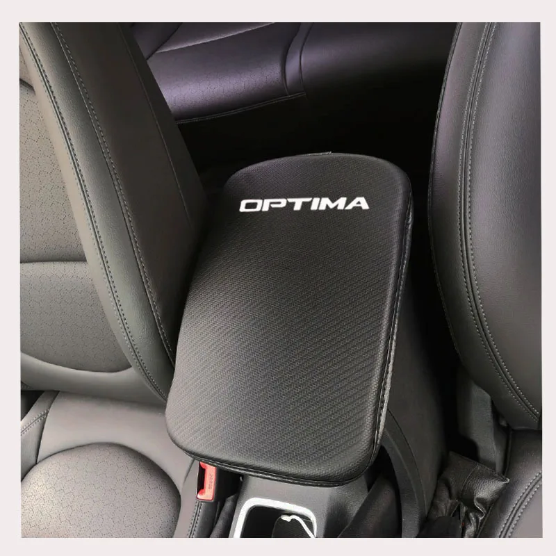 

Carbon Fiber Texture Pu Leather Car Armrest Storage Protection Cushion For Kia Optima