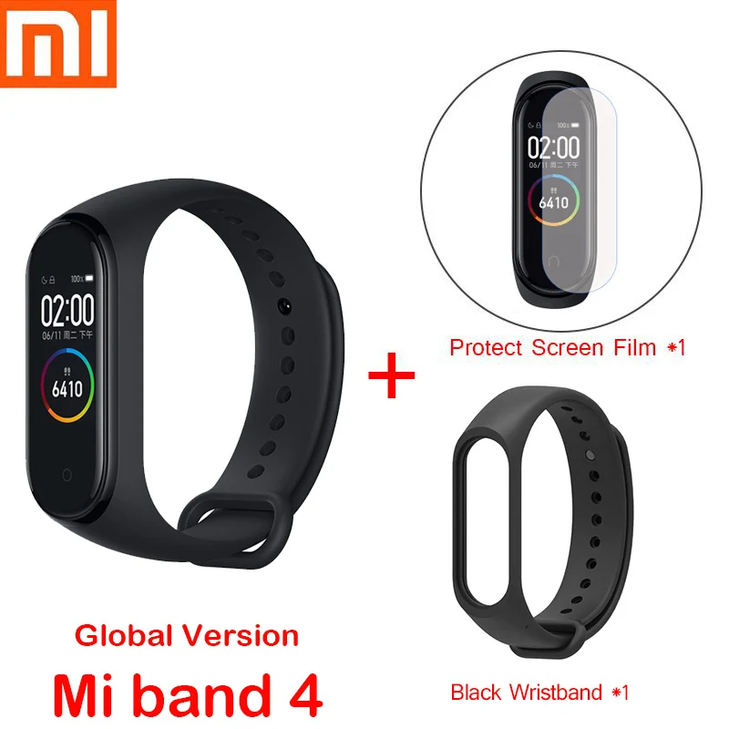 Xiaomi mi Band 4 смарт-браслеты mi band 3 Браслет фитнес-трекер для измерения сердечного ритма сенсорный экран pulsera inteligente - Цвет: Global mi4 add strap