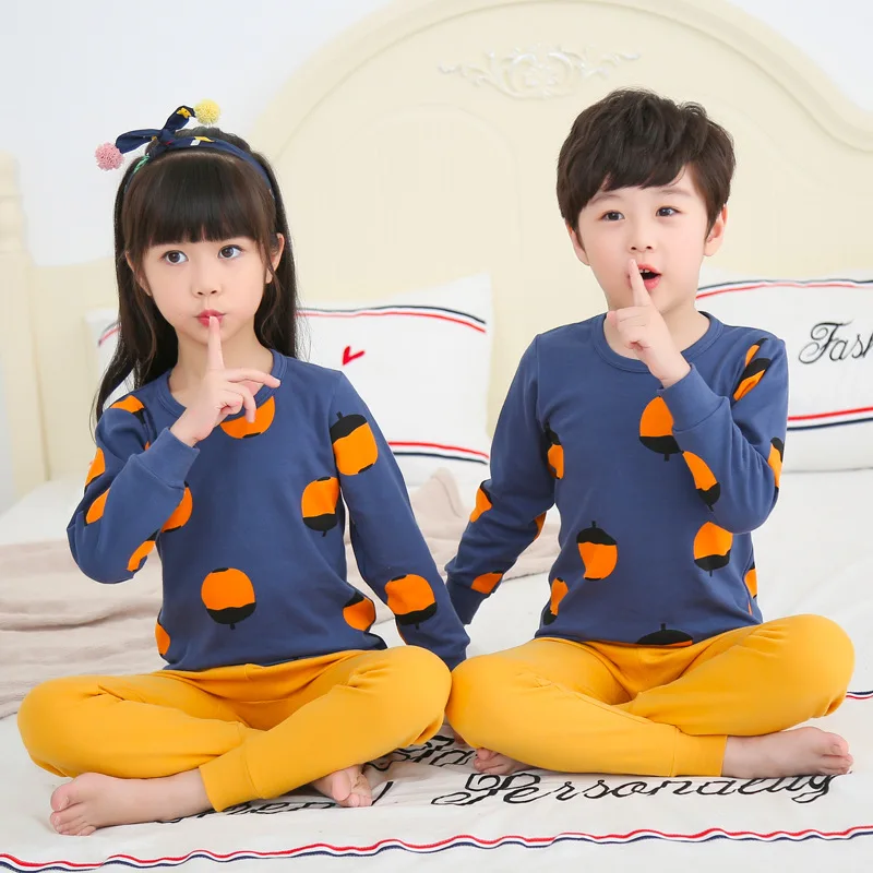 Autumn Winter Kids Pajamas Sets Baby Girl Clothes Boys Pyjamas Girls Pijamas Baby Sleepwear Children's Long Sleeve T-shirt+Pants - Цвет: Y-15