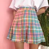 New! Rainbow Plaid Skirt Women Kawaii Harajuku Mini Pleated Skirt Korean Uniform Midi Skirt Cute High Waist Sexy Female Bottoms ► Photo 2/6