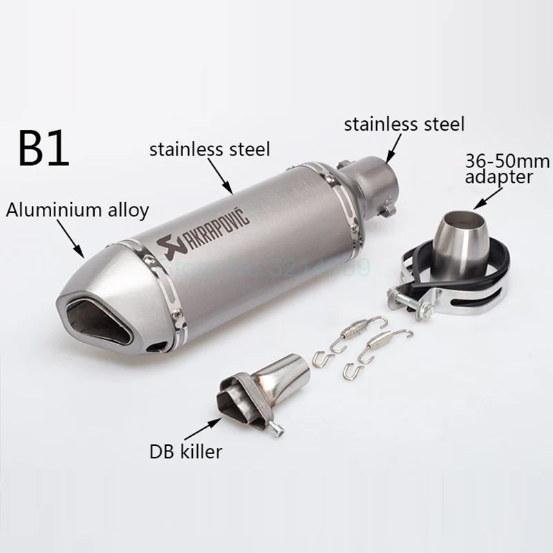 Лазерная маркировка мотоцикла Akrapovic выхлопной Универсальный ID: 51 мм Длина: 380 мм из нержавеющей стали мото выхлопной трубы - Цвет: B1