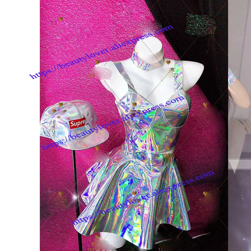 Женский певец лазер кожаный костюм dj Бар ночной клуб будущее шоу сцена танцевальная одежда