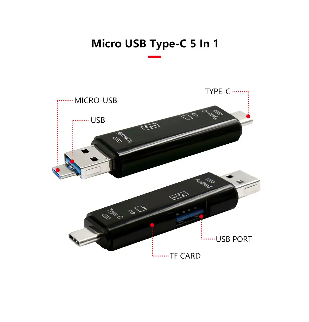 3 в 1 type-C кардридер USB 3,0 Micro USB флэш-накопитель адаптер разъем высокоскоростной micro sd кард-ридер