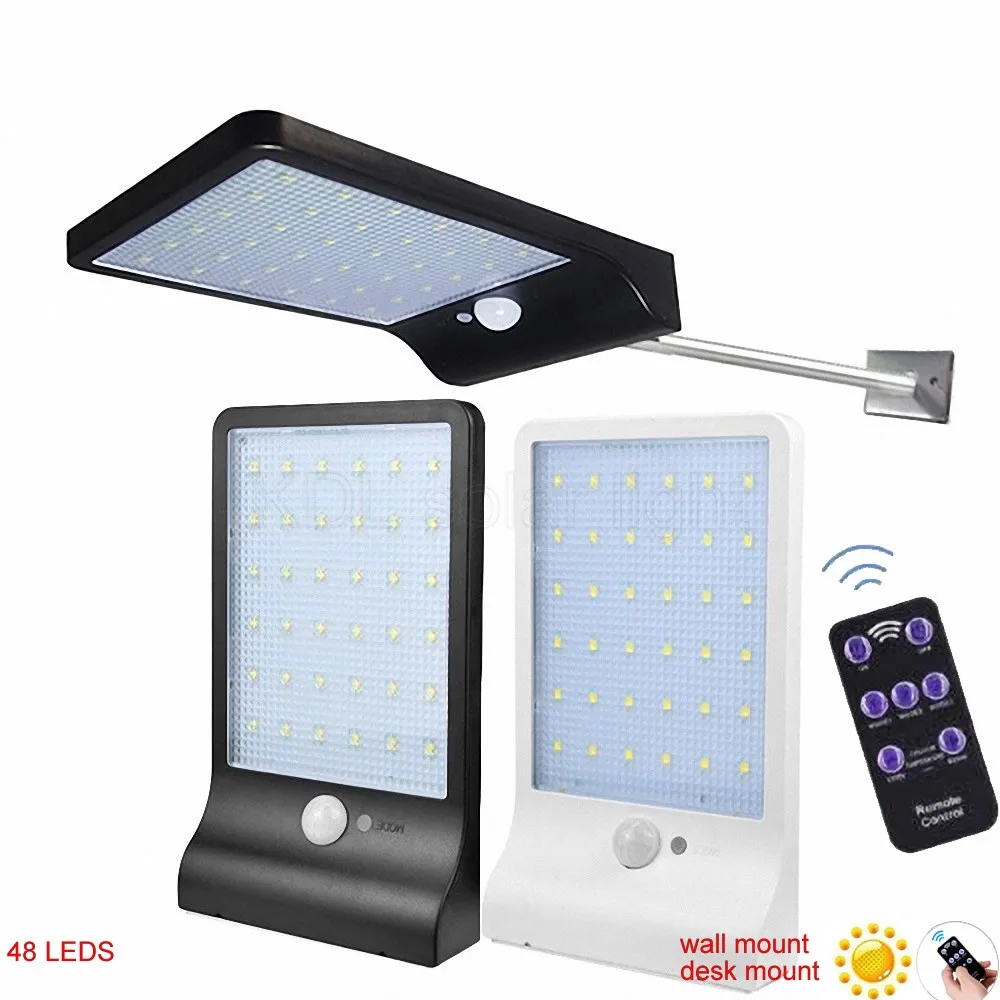 

48 LED Solar Light Three Modes Black Waterproof Outdoor Garden Fence Lamp With remote cont spot l Solar Lamps spot flood bul