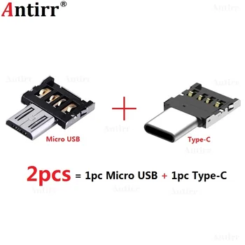

2pcs Type-C Connector Type C Micro USB 2.0 Male to Female OTG Adapter Converter For Android Tablet Phone Flash Drive U Disk