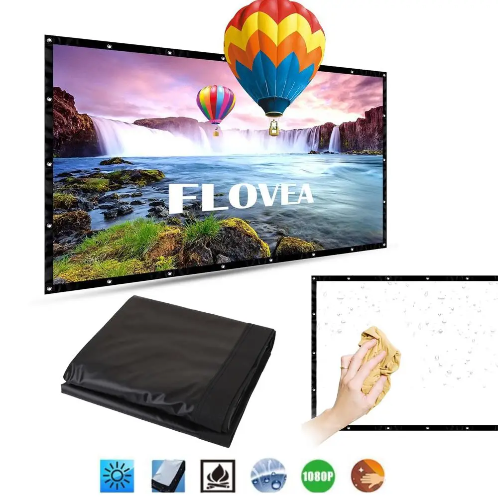 

Amzdeal Portable 16: 9 Projector Curtain Lightweight Display 100Inchs PVC Projection Screen Office Lobbies Business HD Home