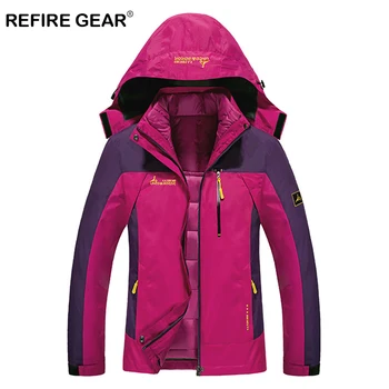 

ReFire Gear Waterproof Winbreaker Warm Hiking Jackets Women Hooded Cotton Padded Plus Size Outdoor Jacket Thick Camping Clothing