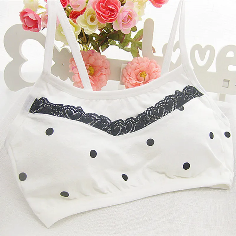 New Teen Girl Training Bras Cute Dots Cotton Comfortable No Rims Young