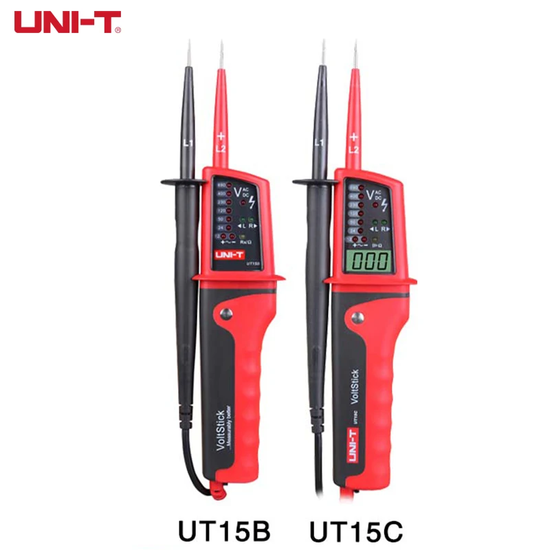 UNI-T UT15B/UT15C Водонепроницаемый Тип тестер напряжения; AC/DC тест напряжения, тест на фазу вращения/одиночный провод(L2) Обнаружение напряжения