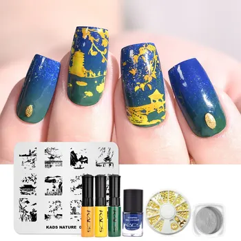 

KADS Stamping Template&Polish Set Nail Art Stamping Tool Kit Manicure Set Stamping Printing Nail Kits with UV Lamp Decorations