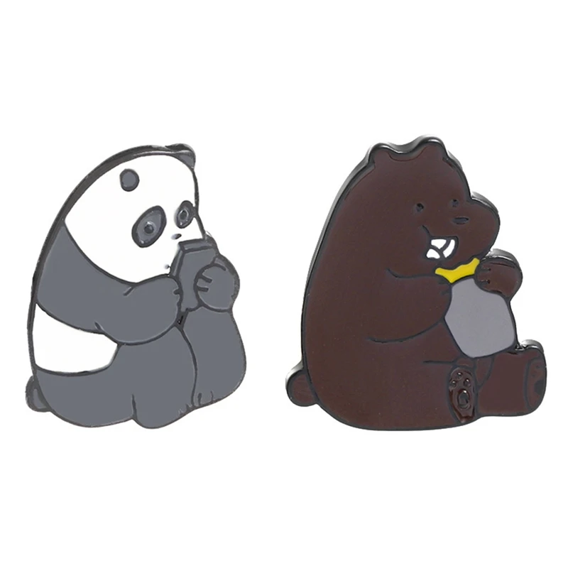 

2019 Cartoon Jewelry We Bare Bears Cute Grizzly Panda Ice Bear Metal Enamel Pins & Brooches Badge