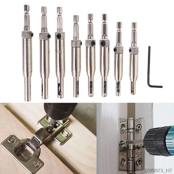 

9pcs Center Doors Self Centering Hinge Tapper Core Drill Hole Puncher Woodworking Tool 5/64 7/64 9/64 11/64 13/64'' 5mm 1/4''