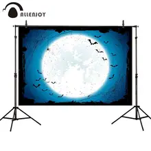 allenjoy photography backdrops halloween full moon swarm bats spider web horror