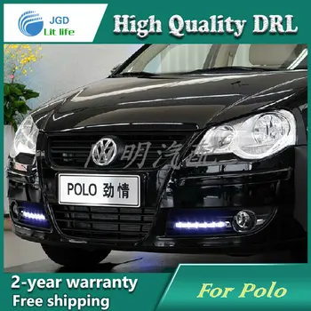 

Free shipping ! 12V 6000k LED DRL Daytime running light case for VW Polo 2005-2010 Fog lamp frame Fog light Car styling