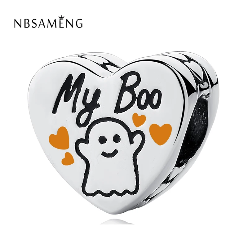 

New Authentic 925 Sterling Silver Dazzling Clear My Boo Heart Beads Fit Pandora Charm Bracelet DIY Original Women Jewelry