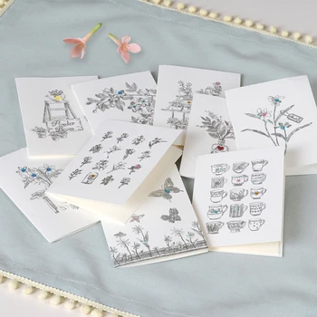 

ENO Greeting Silver Flower Mini Greeting Cards Gift Message Cards Small Thank You Cards