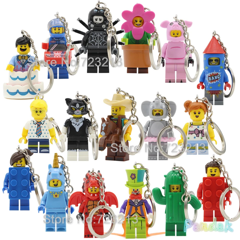 

Fun Cowboy Clown Firework Unicorn Figure Keychain Pig Boy Cat Cactus Elephant Girl Building Blocks Sets Models Bricks Toys