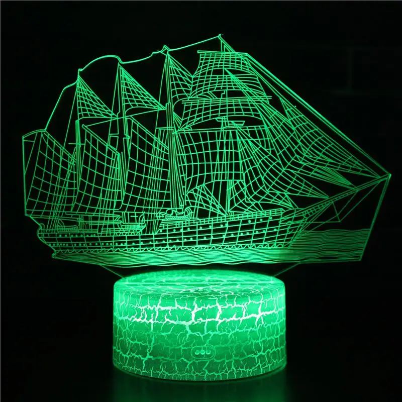 LumiParty 3D Sailboat Красочные ночники дистанционный сенсорный выключатель управление кровать свет настольная лампа украшение дома