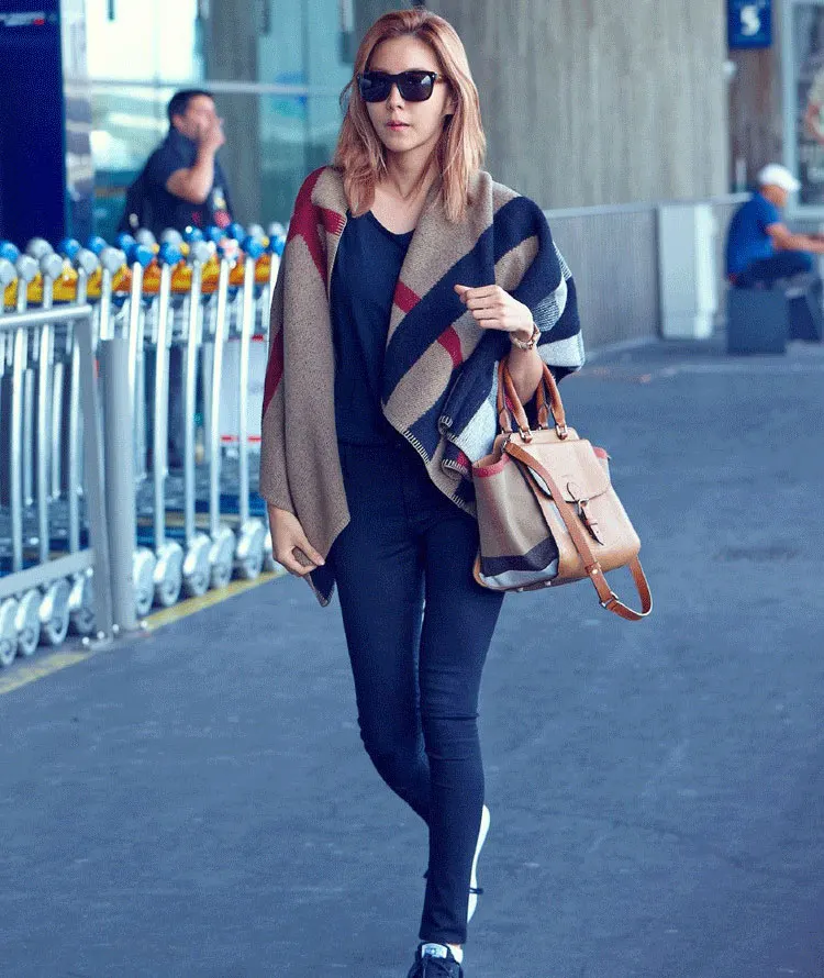 famous brand women handbags classic plaid canvas shoulder bag trapeze bags for women with logo (4)
