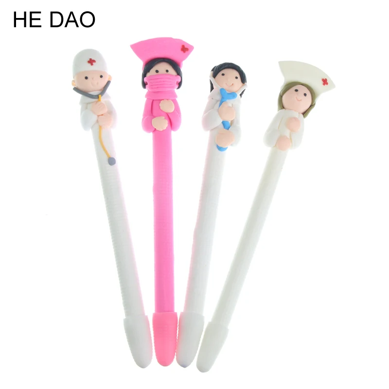 

1Pcs Cute Cartoon Doctor Nurse Ballpoint Pen Polymer Caly Ball Point Pens for Writing Stationery School Office Supplies
