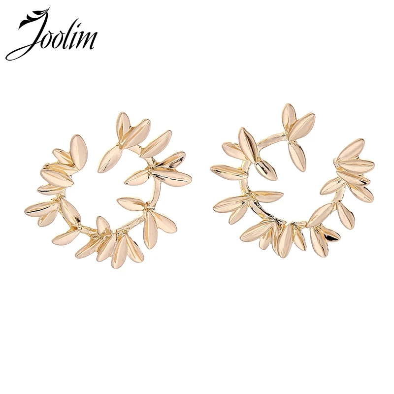 

Joolim Gold Color Round Earrings Leaf Hoop Earrings 2019 For Women