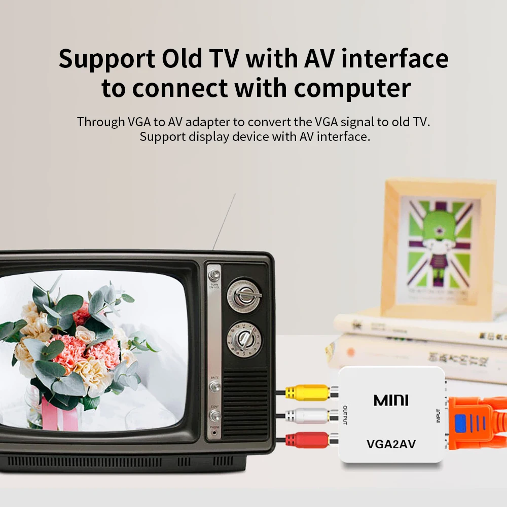 Мини конвертер VGA в AV адаптер ABS корпус видеоконвертер для