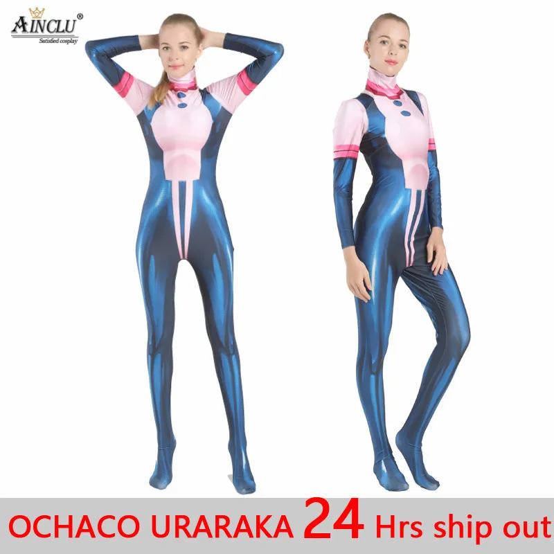 Ainclu, 3D принт, женский, детский, OCHACO URARAKA, карнавальный костюм, Zentai, мой герой, Academy Boku, no Hero Academy, косплей, боди, комбинезон