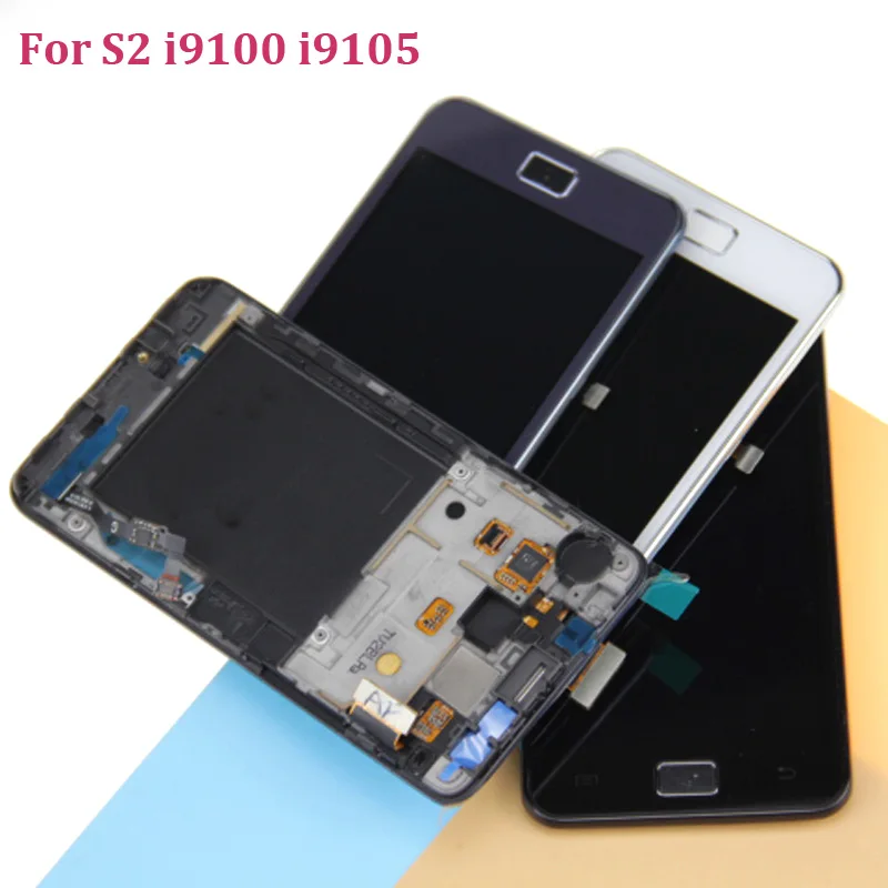 Для samsung Galaxy S2 I9100 сенсорный ЖК экран для PLUS I9105 lcd S с дигитайзером в сборе рамкой 100%