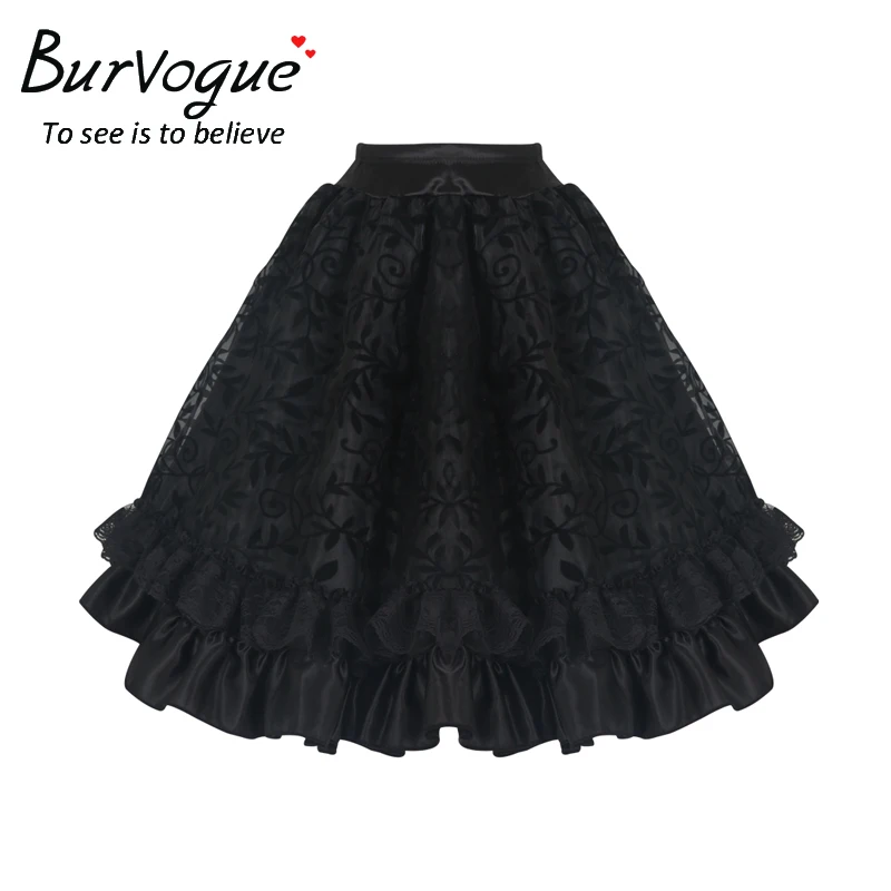 Женская мини юбка пачка Burvogue черная готическая средней длины в стиле стимпанк