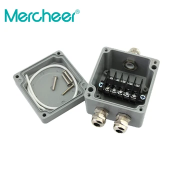 

one inlet two outlet waterproof aluminum box aluminium alloy 80*76*57mm sealed junction box with terminal m16 gland