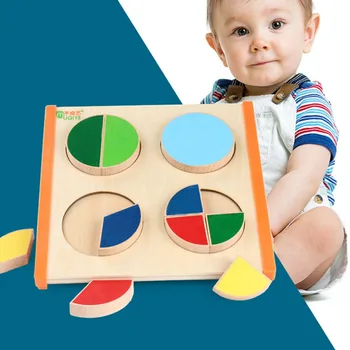 

Wood Mathematical Development Intelligence Toy Circle Shape Baby Early Learning Fraction Board Kids Wooden Education Puzzle Toy