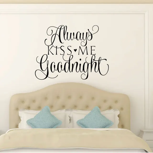 Bedroom Wall Decal Love Wall Decal Quotes Always Kiss Me Goodnight