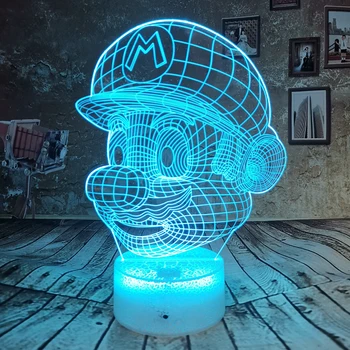 

Drop Shipping Mario Cute 3D Night Light Lamp 7/16 color Led illusion Light USB Touch Remote Boys Gifts Bedroom Lamp Home Decor