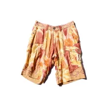 Мужские шорты в американском стиле, повседневные, шелк, с рисунком, с заклепками, пляжные шорты, с карманами, Одежда для пляжа, американский размер, с принтом, оранжевый бренд