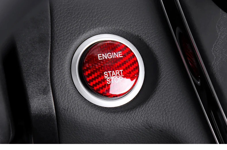 Airspeed Real Carbon Fiber Engine Start Button Cover Stickers Decor for Mercedes Benz C GLC W205 X253 C63 red black Car-styling  (1)