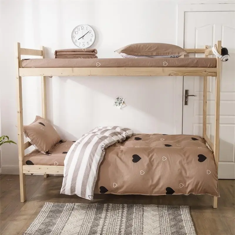 100 Cotton Bedding Sets Heart Pattern 3pcs Students Dormitory