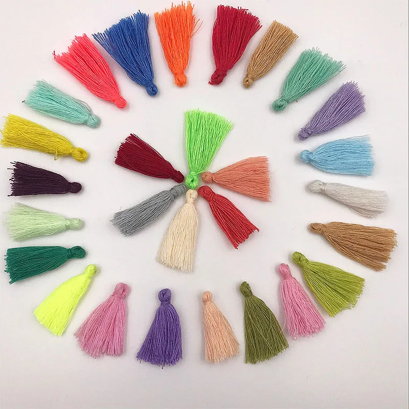 100PCS 3CM Mini Cotton Thread Fabric Tassel DIY Pendant Jewelry Key Making Fringe Trim Craft Tassels Sewing Accessories