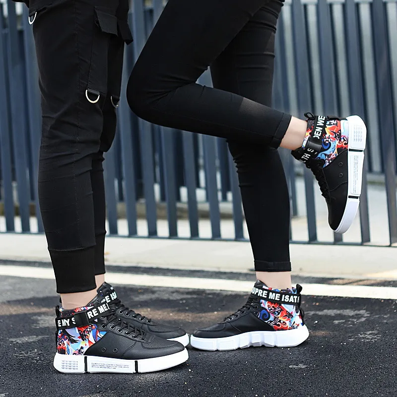X/Новая модная женская повседневная обувь на платформе с принтом «граффити»; сезон осень; удобные высокие женские кроссовки унисекс; 42