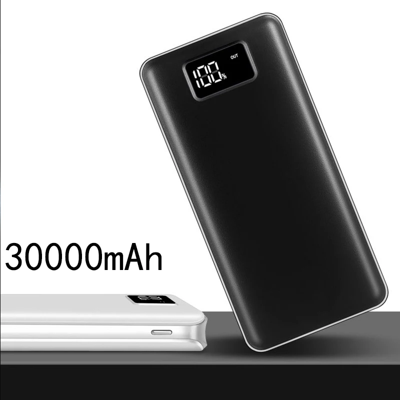 

30000mah Power Bank External Battery PoverBank 2 USB LED mini Powerbank Portable Mobile phone Charger for Xiaomi iphone Xs Max 8