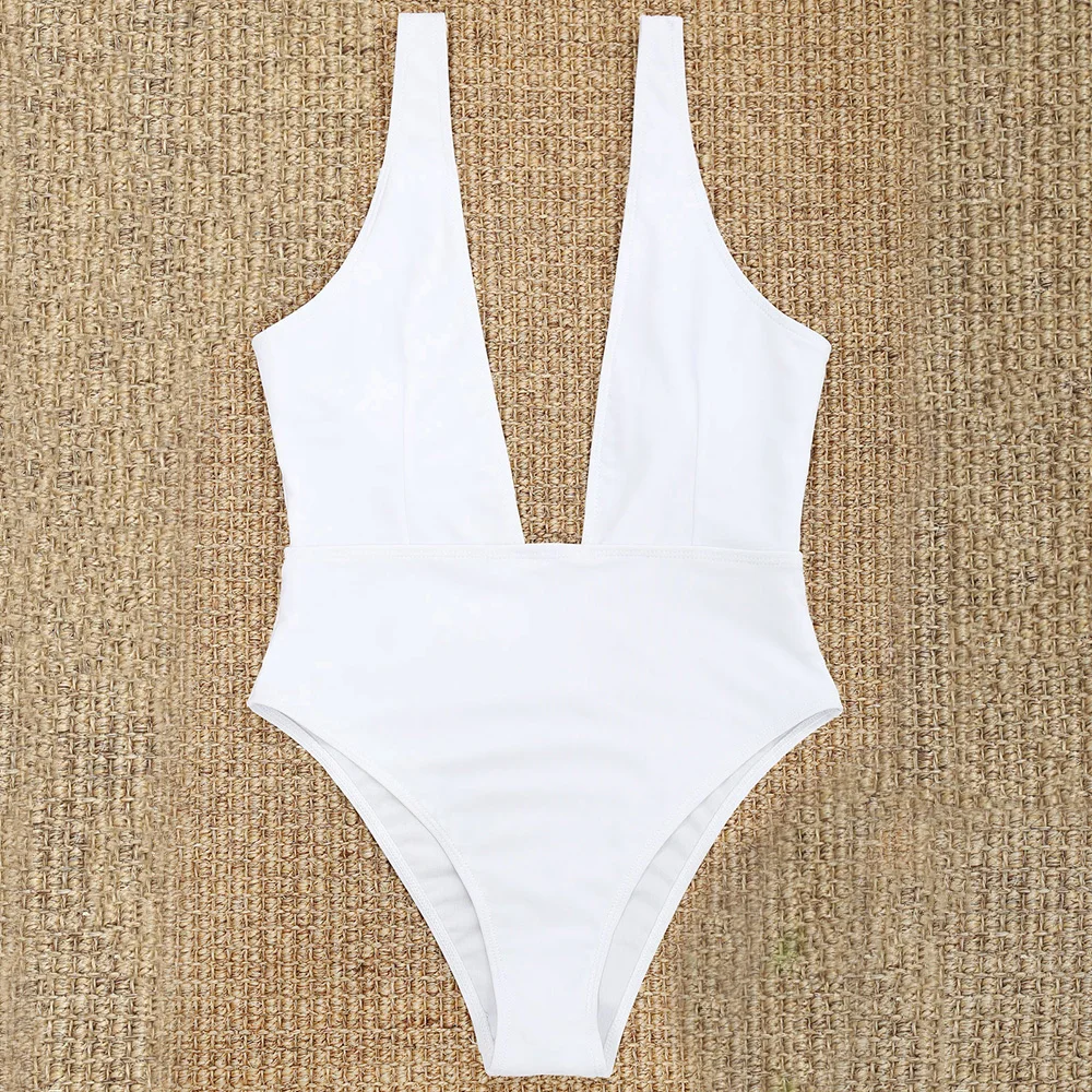 

ZAFUL Plunging Neck One Piece Swimwear Women Swimsuit Low Cut Padded High Leg One Piece Swimsuit Women Bathing Suit