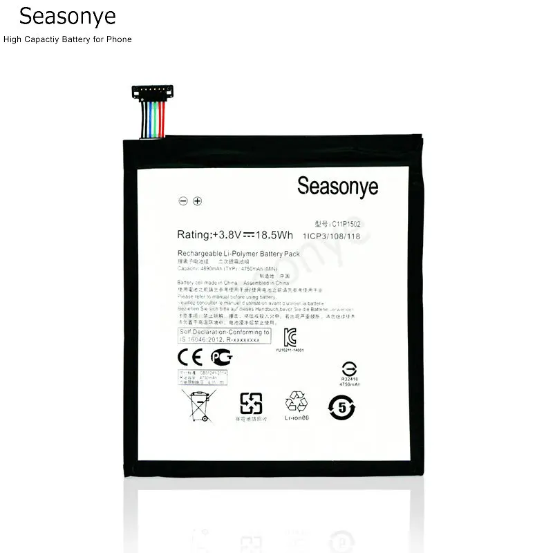 

Seasonye 4890mAh TYP / 4750mAh MIN C11P1502 Phone Tab Replacement Battery For ASUS ZENPAD 10 Z300C Z300CL Z300CG P023 P01T 10.1