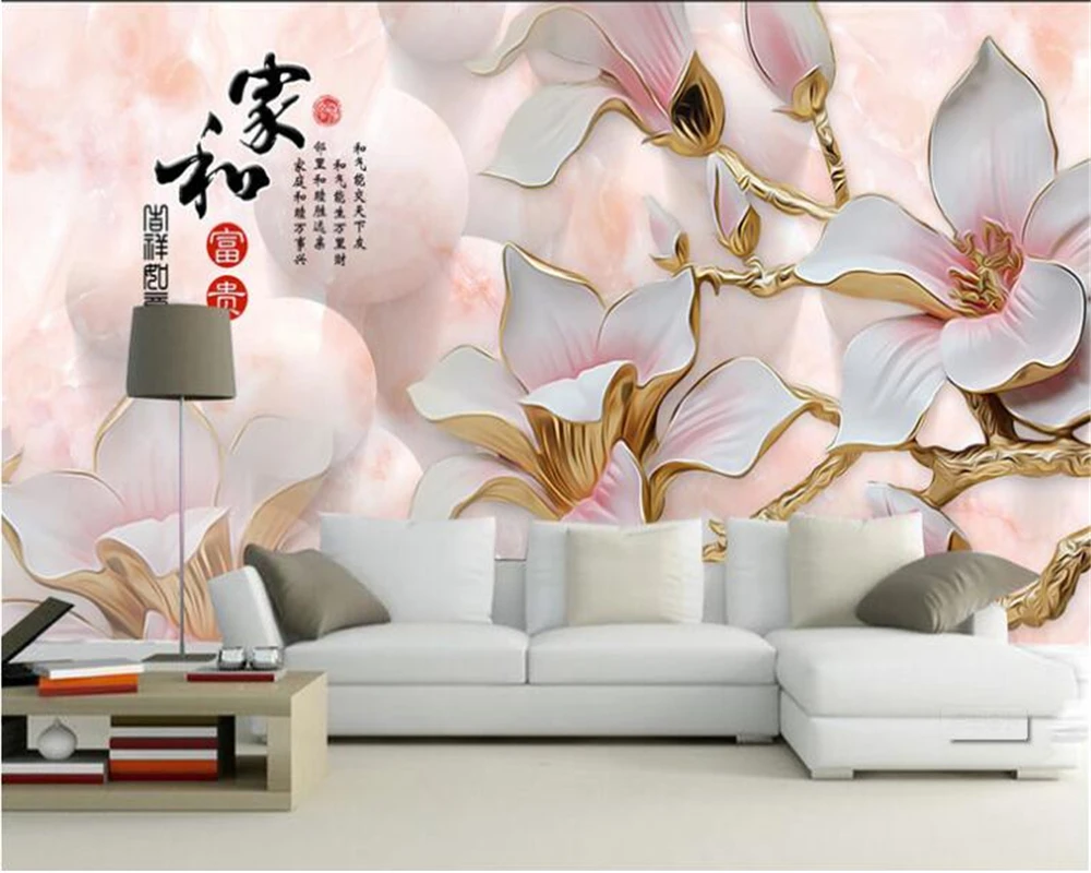 

Beibehang Custom Mural House Living Room Bedroom TV Background Mural Embossed Orchid Background mural wallpaper for walls 3 d