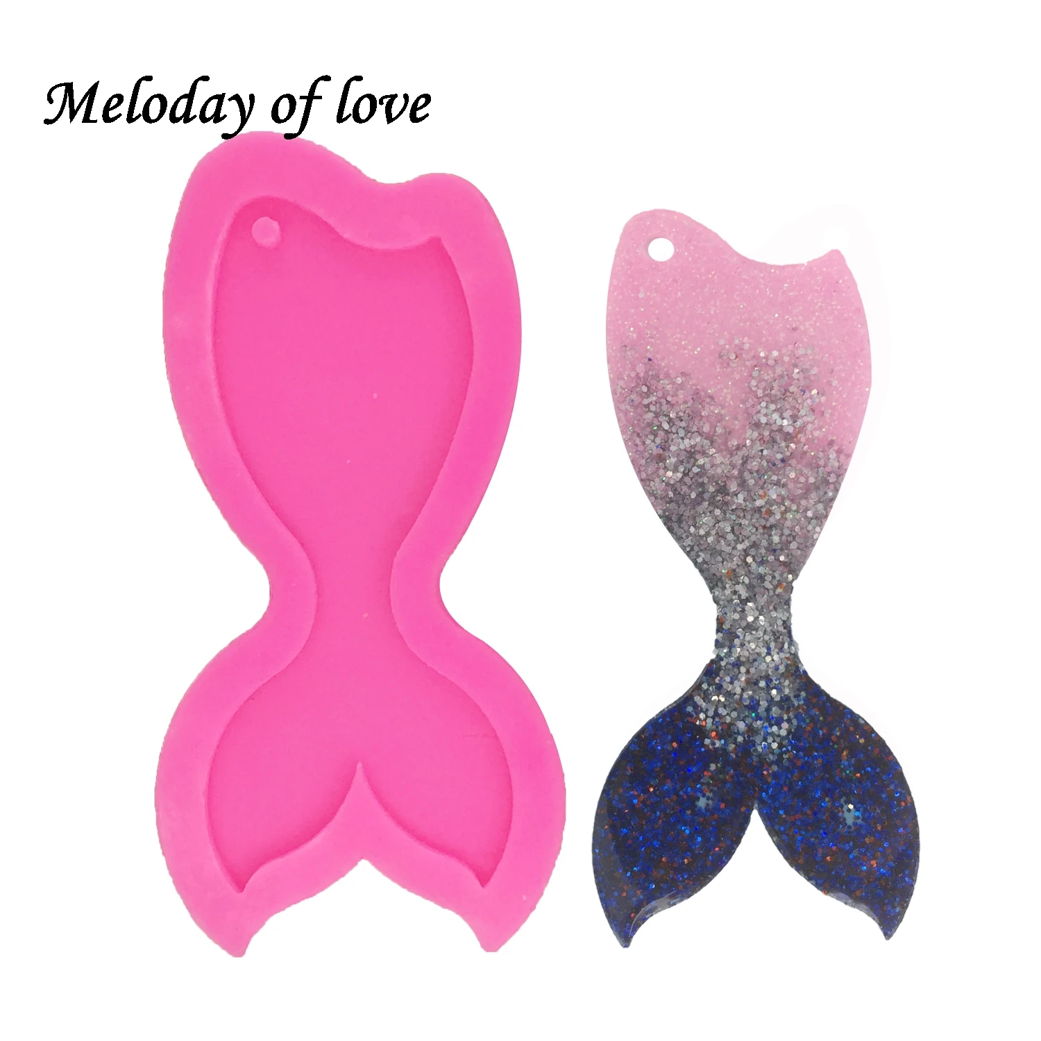 Mermaid tail shape silicone mold for keychains Pendant Key chain mold Clay DIY epoxy Resin molds Clay Mold Fish tail DY0059