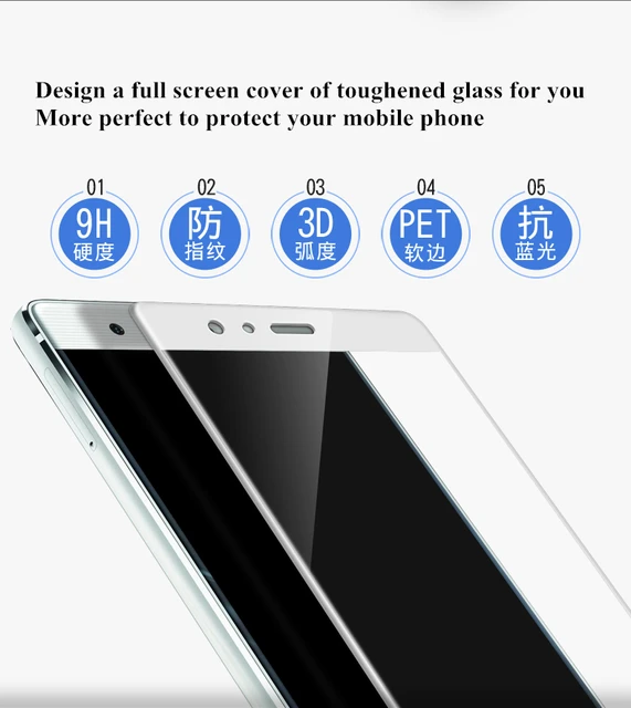 Full CoverTempered Glass For Huawei P9 P9 Plus 3D Soft border Screen Protector For Huawei P9 Plus Mobile phone protective film