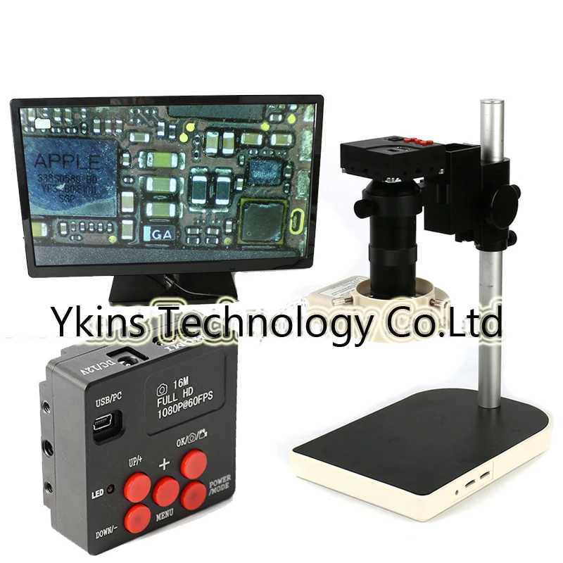 

Full HD 16MP HDMI HD 60F / S USB Video Microscope Camera Kit + 100X C Bayonet Lens + Stand + 56 LED Ring Light + 4G TF