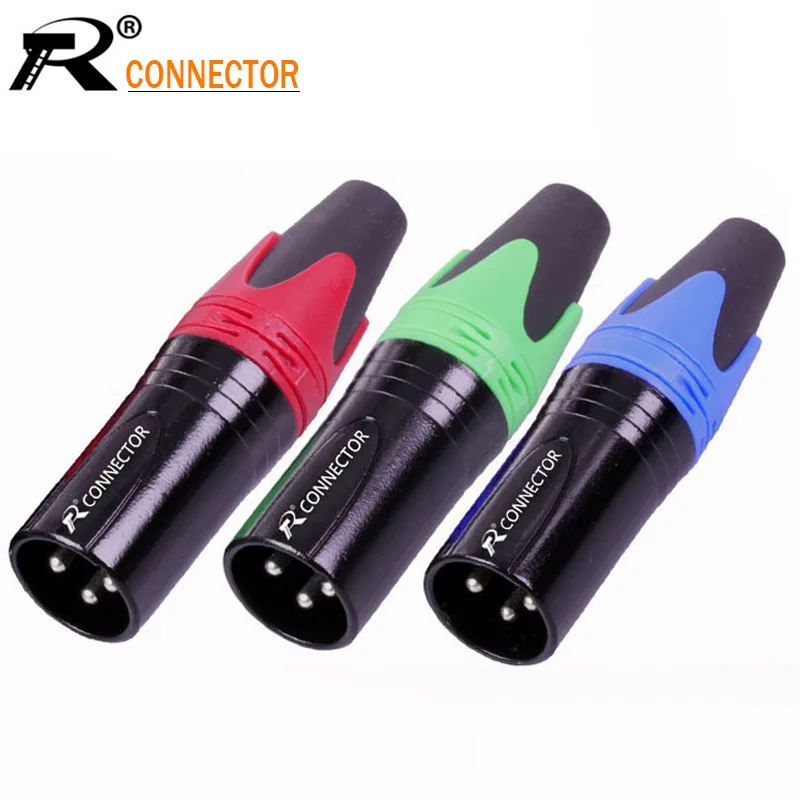 

10PCS/lot 3 Pin XLR Plug Jack Male / Female Microphone Connector MIC Adapter XLR Cable Termininal Audio Wire Connector 7 Colors