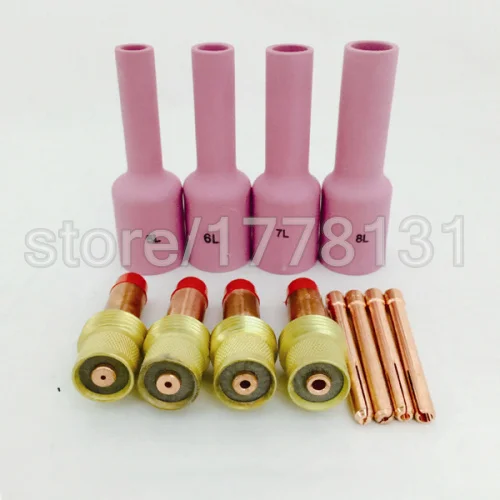

Welding accessories TIG Gas Lens KIT and Collets Long Alumina Nozzle Fit TIG Welding Torch PTA DB SR WP 17 18 26 Series, 12PK