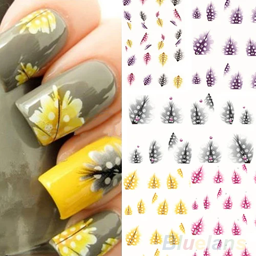 

1 Sheet Fashion Feather Shape 3D Nail Art Water Decal Sticker Nail Tips Decoration